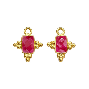 Colgantes de Bisel Rectangulares de Rubí Teñido de 5x3mm, Hechos a Mano, Chapados en Oro, para Joyería de Piedra de Nacimiento, Proveedores de Accesorios para la Fabricación de Pendientes - Product Image 1