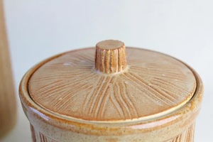 Vertical Ribbed Design <b>Storage</b> Canister Secure Lid Tight Seal Moisture Protection Durable Finish <b>Kitchen</b> Organizer - Product Image 3