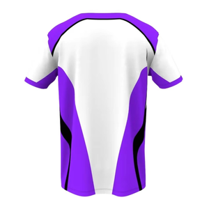 T-shirt pour homme à manches raglan, col rond, blanc et violet, coupe classique, séchage rapide, style sportif, design uni - Product Image 5