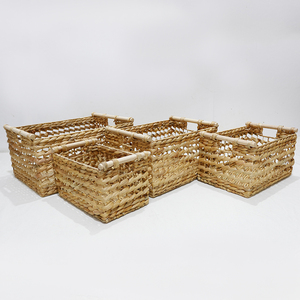 <b>Rectangular</b> Natural Rattan <b>Storage</b> <b>Basket</b> With Handles Rustic Multi-Purpose Organizer - Product Image 4
