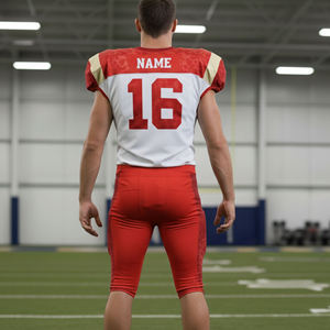 Nouvel ensemble d'uniformes de football américain de qualité supérieure pour hommes, séchage rapide, manches courtes, couleur unie - Product Image 4