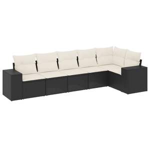Set Divano da Giardino in Rattan PE Nero con Piedini Regolabili Grandi - Product Image 2
