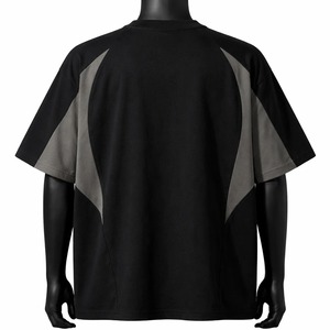 Camiseta Moderna de Diseño Personalizado con Múltiples Paneles para Hombre, 100% Algodón, Negra y Gris, Estilo Oversize con Bloques de Color en Contraste - Product Image 6