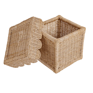 Panier de rangement en rotin tressé vintage de haute qualité, écologique, boîte carrée avec couvercle festonné, décoration de table, utilisation multifonctionnelle au bureau - Product Image 4