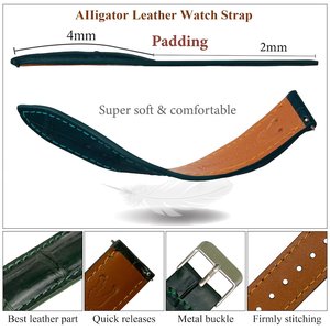 Bracelet de montre en cuir de crocodile personnalisé en gros conception unique de bande de 20mm 22mm avec du matériel de PC du Vietnam - Product Image 6