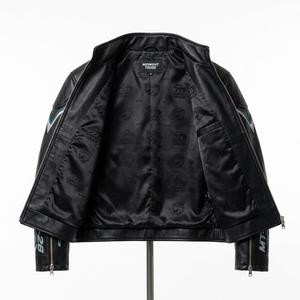 Chaqueta de Motociclista Personalizada para Hombre, con Gráficos, Cuello Alto, Estilo Automovilístico, de Cuero Genuino, Bordada, para Motociclismo - Product Image 5