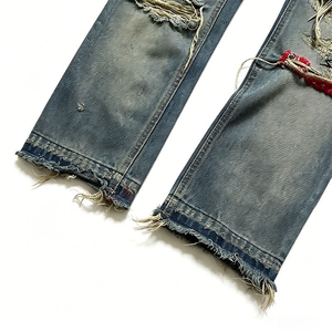 Jeans de Mezclilla Desgastados de Alta Calidad, Estilo Vintage, Retro, con Parches, Corte Holgado, para Hombre, Pantalones Casuales de Moda - Product Image 3
