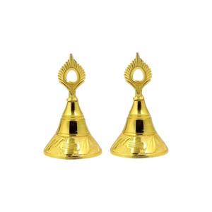 Solid Brass Pooja Room Bell for Temple <b>Mandir</b> Handcrafted Traditional Indian Ghanti Gold Plated Finish Melodious IMPERIAL BRASS - Product Image 3