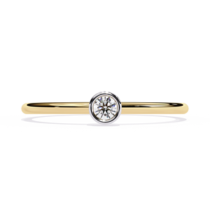 Bague solitaire en or massif 18 carats avec diamant naturel serti clos, diamant rond brillant, bague de mariage minimaliste pour femme, vente en gros - Product Image 1