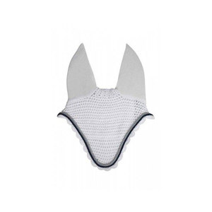Cache-yeux pour chevaux en maille blanche avec bordure et finition festonnée - Product Image 1