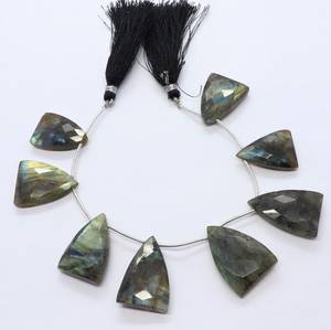 Natural Labradorite Faceted Triangle Shape Beads 16-18 MM Trillion Cut Flashy Labradorite <b>Gemstone</b> Beads 7 Inch Triangle Beads - Product Image 3