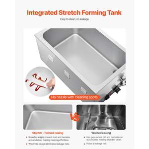 Calentador de Alimentos Eléctrico Comercial de Acero Inoxidable de 1200W, Calentamiento Rápido, Tipo Buffet, con Cable de Alimentación Desmontable para - Product Image 5