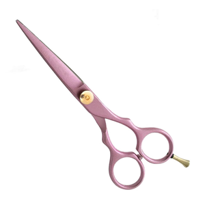 Right Hand Use Sharp Stainless Steel Barber Scissors with <b>Rubber</b> Handle for Baby Pink Hair Cutting and Dressing - Product Image 1