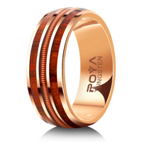 Bague en carbure de tungstène avec incrustation en bois de fût de whisky et cordes de guitare, bord poli, alliance de mariage, bijou pour amoureux de la musique, fiançailles, promesse
