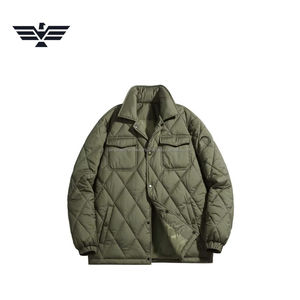 Chaqueta de Invierno Personalizada para Hombre, Acolchada con Diseño de Diamantes, con Botones, Aislante, con Revestimiento Ecológico, Cuello Alto, Color Sólido - Product Image 3