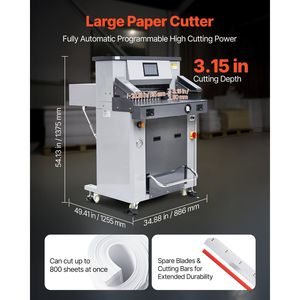 2500W Electric Hydraulic <b>Paper</b> <b>Trimmer</b> Heavy Duty 20.2 In/515 mm Cutting Width 3.1 In/80 mm Cutting Thickness Casters Infrared - Product Image 2