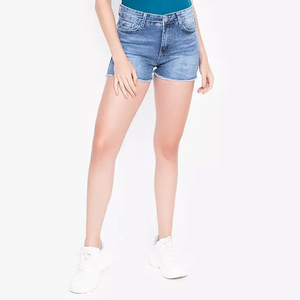 Shorts en jean taille haute à jambe droite imprimés, sexy, grande taille, extensibles, délavage sable, séchage rapide, avec bouton et fermeture éclair pour femme - Product Image 3