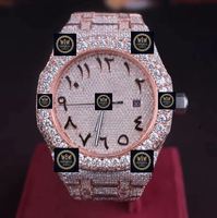 Montre pour femme Imperial Jewels en or rose avec diamants, 42 mm, cadran rond, mécanique analogique, date, bracelet en acier inoxydable, luxe, mode, verre GPS