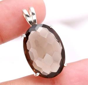 Colgante Ovalado de Cuarzo Ahumado, Plata de Ley 925, Joyería de Piedras Preciosas Hecha a Mano, Collar Delicado, Regalo para Niñas y Mujeres - Product Image 6