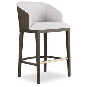 Modern Upholstered Bar <b>Stool</b> Metal Frame Counter Height Chair Round Back Lounge Seating for Home Cafe - Product Image 5