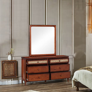 Commode en bois LAYTON de qualité supérieure 6 tiroirs et cadre miroir ensemble de meubles de chambre à coucher emballage Standard d'approvisionnement direct du Vietnam - Product Image 1