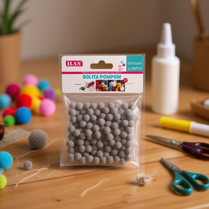 Bolas de Pompones Ilan de 1.0 cm, Grises, 100 Unidades, para Decoración y Manualidades - Product Image 2