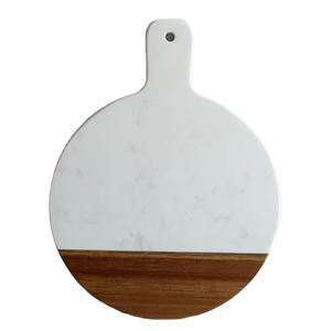 Tabla de Cortar Cuadrada de Mármol y Madera Hecha a Mano, Apta para Lavavajillas, Sostenible y Elegante, Bloque de Cortar para Servir - Product Image 2