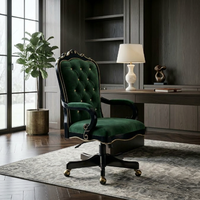 Chaise de bureau de direction néo-classique à dossier haut en bois massif, chaise de bureau pivotante en cuir sur mesure, certification d'ingénierie FF&E