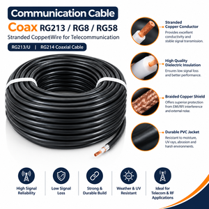 OEM Kommunikations-Koaxialkabel RG213 RG214 RG8 RG58 Mehradriges Kupferkabel für HF-, Telekommunikations- und Antennensysteme - Product Image 1