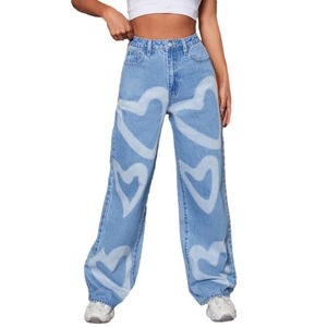 Pantalones vaqueros de mezclilla tejida para mujer, personalizados, de cintura media, lavados, de pierna ancha, holgados, ligeros, informales, para invierno - Product Image 5