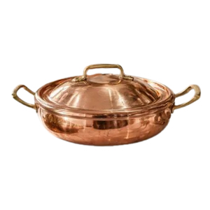 Marmite à fondue artisanale en cuivre pur avec doubles poignées et couvercle en laiton, plat à chafing chinois traditionnel pour restaurants commerciaux et usage domestique - Product Image 1