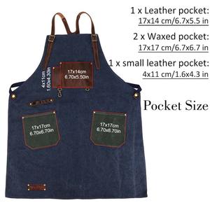Delantal de Trabajo de Lona Encerada Gruesa y Duradera con Cremallera, Ajustable con Tirantes Cruzados, para Chef, Barbacoa, Barbero, Carpintero, Equipo de Taller LCA-0045 - Product Image 4