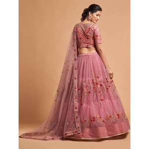 Increíble hilo Rosa polvoriento bordado función de red desgaste Lehenga Choli - Product Image 3