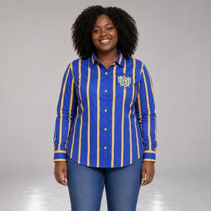 Sigma Gamma Rho Striped <b>Satin</b> Button Down Shirt Luxury Soft Silk Feel Long Sleeve Casual Fashion <b>Blouse</b> Elegant Streetwear - Product Image 1