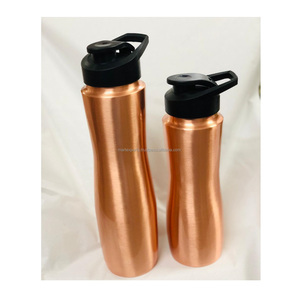 Bouteille d'eau en cuivre massif pur avec bouchon anti-fuite pour une consommation quotidienne favorisant l'hydratation naturelle, la digestion et le bien-être - Product Image 2