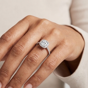 Women's PT950 Platinum <b>Cushion</b> Cut Diamond Engagement <b>Ring</b> with Halo and Side Diamonds Classic Style IGI Certified - Product Image 5