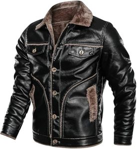 Blouson de moto homme en cuir véritable, imperméable et respirant, col montant, coupe moderne, fermeture éclair avant, style classique, idéal pour l'hiver - Product Image 2