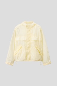Chaqueta Acolchada con Capucha para Hombre, Color Crema, con Cierre de Cremallera, Material de Poliéster Resistente al Viento, para Otoño, Corte Holgado, Color Sólido - Product Image 4