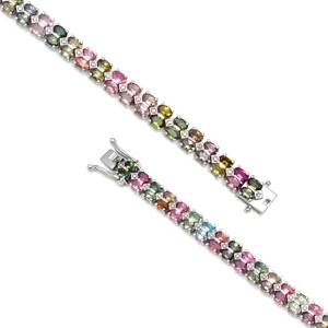 Pulsera de tenis de turmalina multicolor de plata de ley 925, hecha a mano, con gemas delicadas, elegante regalo para mujer - Product Image 2