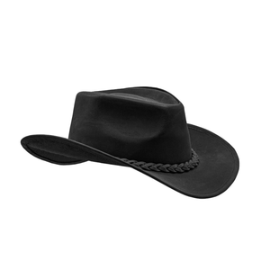 Wholesale Unisex Distressed Black Leather Cowboy <b>Hat</b> Waterproof <b>Western</b> Rider <b>Hat</b> Travel Sun Cap Custom Band and Logo - Product Image 1