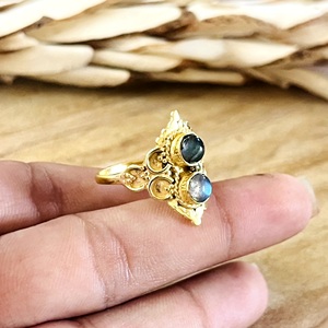 Novedad: Anillo Boho Luna de Última Tendencia, Tribal, de Latón con Labradorita, Chapado en Oro de 18k, para Mujer, con Ojo de Plata, Estilo Celestial Étnico - Product Image 2