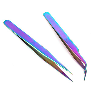 Pinzas Curvas y Rectas de 1 Pieza, Color Arcoíris, para Extensión de Pestañas, Decoración de Uñas, Removedor de Piel Muerta, Herramientas de Manicura y Maquillaje - Product Image 4