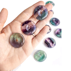 Donuts en cristal naturel, pierre de fluorite arc-en-ciel, pierre précieuse en forme de donut, pierre de cristal, pierres précieuses de Reiki, donuts de guérison, agate - Product Image 6