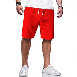 Shorts Bermuda en Coton et Lin Kaki Uni pour Homme avec Cordon de Serrage, Style Décontracté, Taille Mi-Haute, Tissu Respirant - Product Image 2