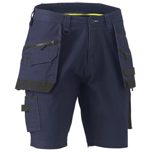 Men's <b>Black</b> Cargo <b>Work</b> Shorts With Multiple Pockets And Reflective Tape Breathable Polyester Construction Safety <b>Pants</b> - Product Image 4
