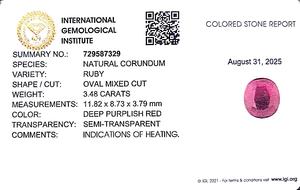 พลอยทับทิมธรรมชาติพม่ารูปไข่ 3.48 กะรัต RBHO-2 - Product Image 6