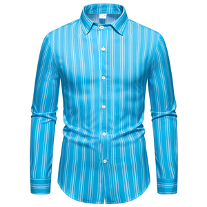 Chemise décontractée et professionnelle à manches longues et col rond, coupe ajustée, respirante, séchage rapide, en polyester/coton écologique, collection automne 2026 - Product Image 3