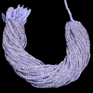 Perles de chalcédoine AAA 3mm-4mm micro-facettées en forme de rondelle, chalcédoine bleue naturelle, pierres semi-précieuses, perles en vrac pour la création de bijoux - Product Image 1