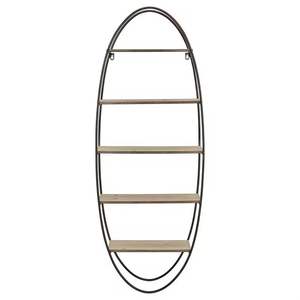 Étagère murale ovale en bois et métal, étagères suspendues à plusieurs niveaux, présentoir rustique, organisateur de décoration intérieure - Product Image 1