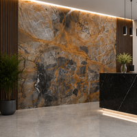 Grande dalle de travertin poli pour revêtement mural intérieur d'hôtel, design contemporain, finition de surface durable